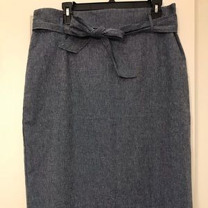 Ann Taylor Blue Linen Pencil Skirt